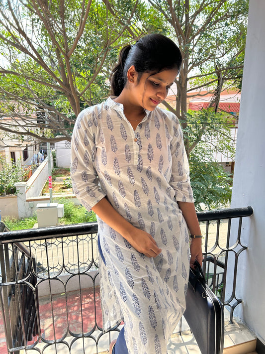Blue leaf Long kurti